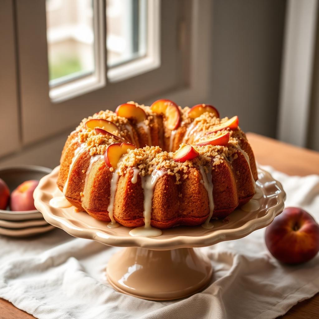 Peach cobbler Bundt cake