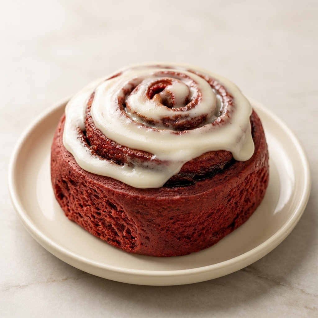 Red velvet cinnamon roll with cream cheese icing